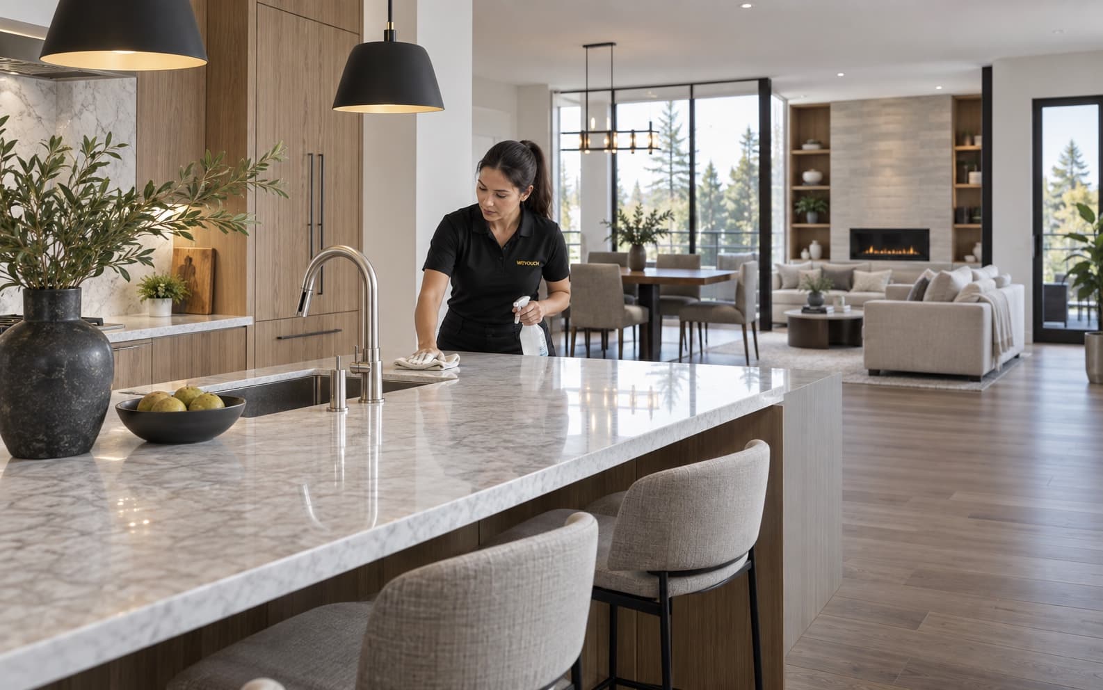 A WEVOUCH professional following the cleaning standard in an Edmonton home